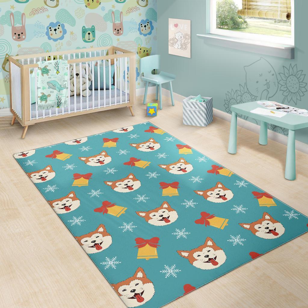 Dog Akita Pattern Print Floor Mat-grizzshop