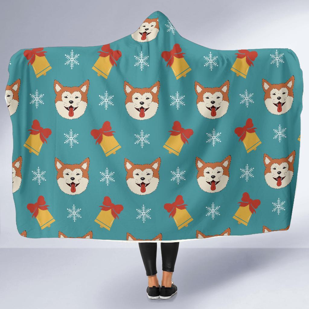 Dog Akita Pattern Print Hooded Blanket-grizzshop