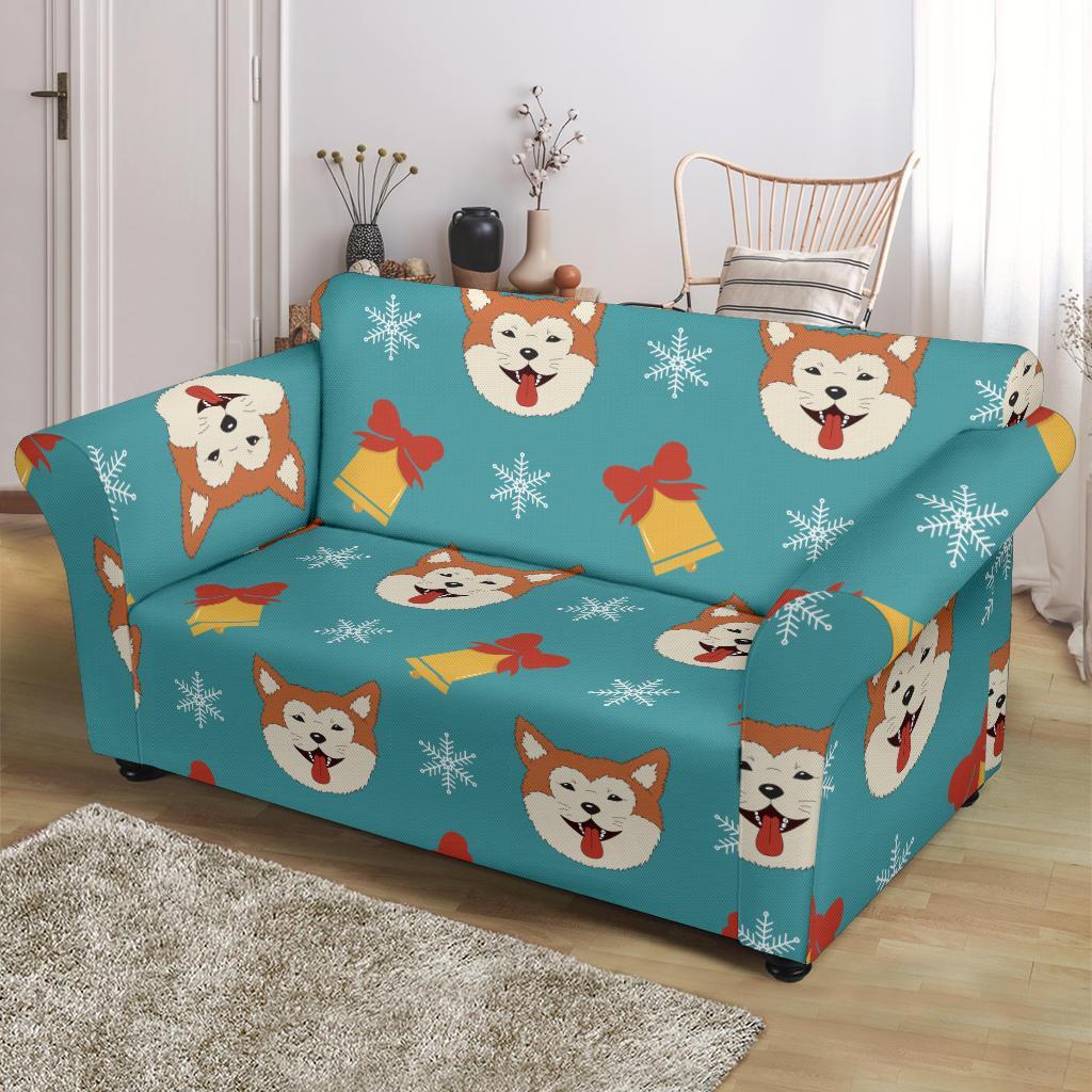 Dog Akita Pattern Print Loveseat Cover-grizzshop