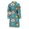 Dog Akita Pattern Print Men Long Robe-grizzshop