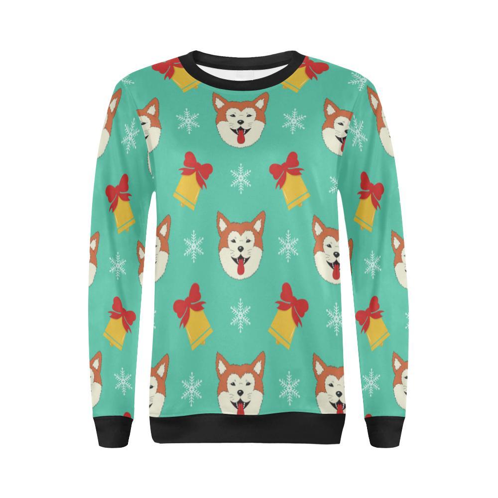 Dog Akita Pattern Print Women Crewneck Sweatshirt-grizzshop