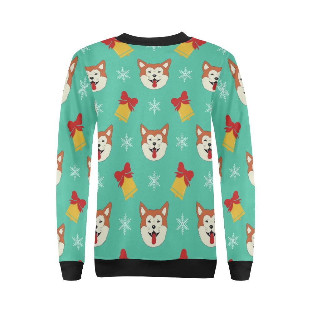 Dog Akita Pattern Print Women Crewneck Sweatshirt-grizzshop