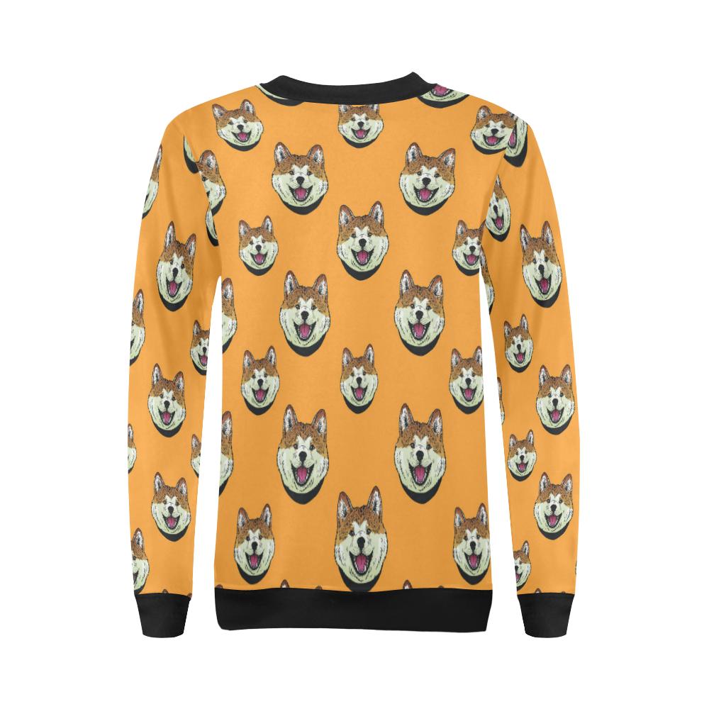 Dog Akita Print Pattern Women Crewneck Sweatshirt-grizzshop