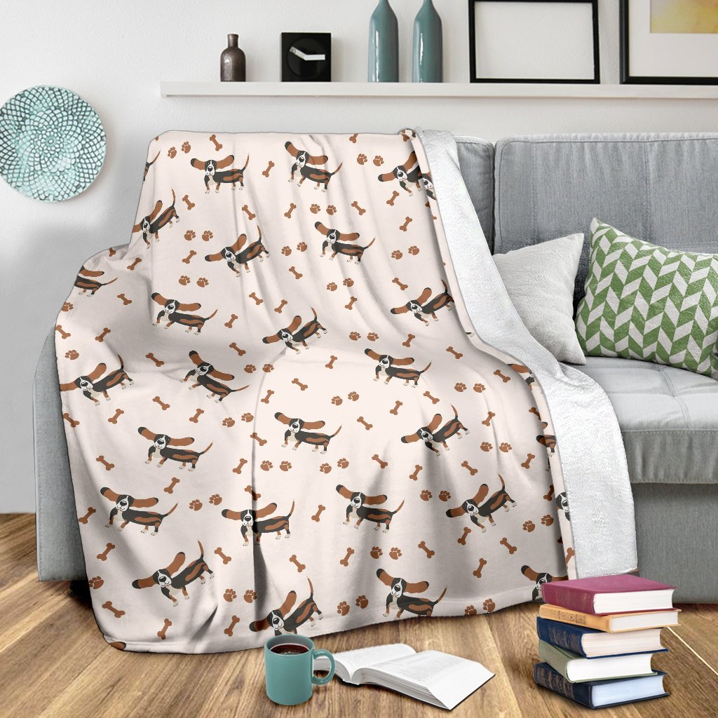 Dog Basset Hound Pattern Print Blanket-grizzshop