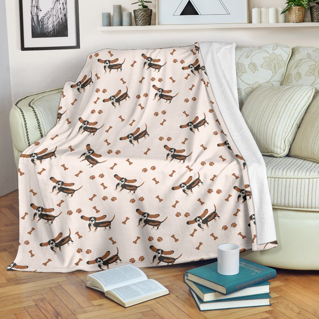 Dog Basset Hound Pattern Print Blanket-grizzshop