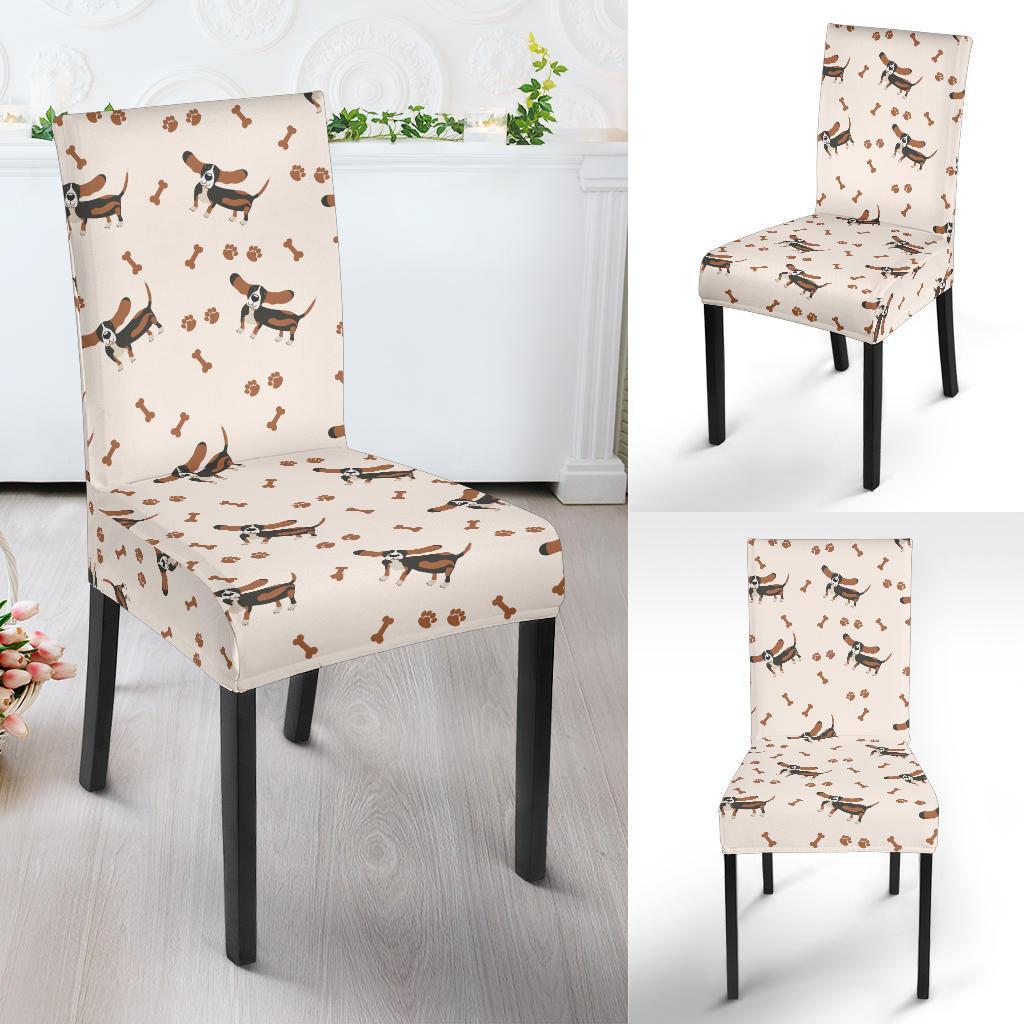 Dog Basset Hound Pattern Print Chair Cover-grizzshop