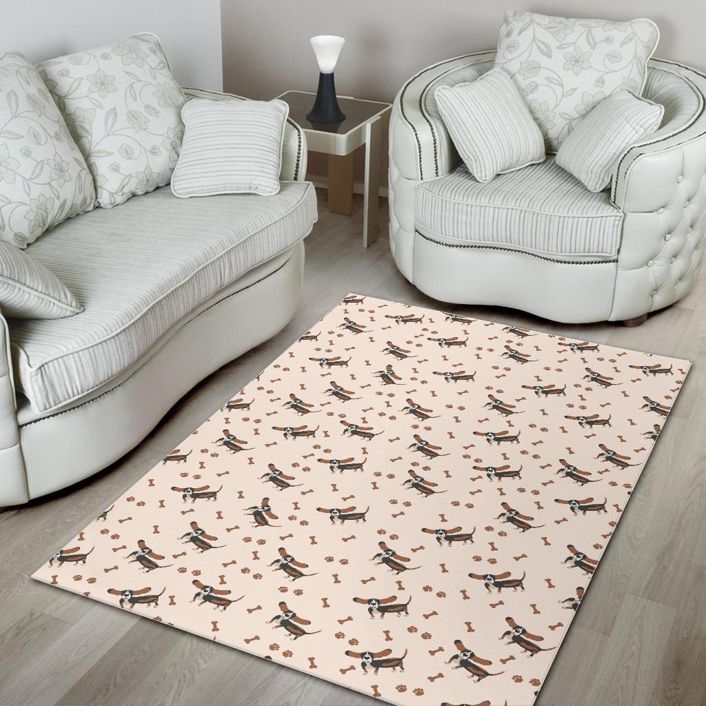 Dog Basset Hound Pattern Print Floor Mat-grizzshop