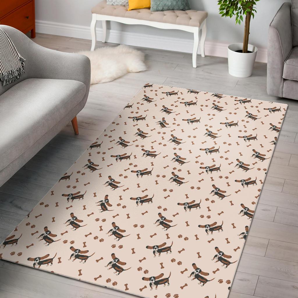 Dog Basset Hound Pattern Print Floor Mat-grizzshop