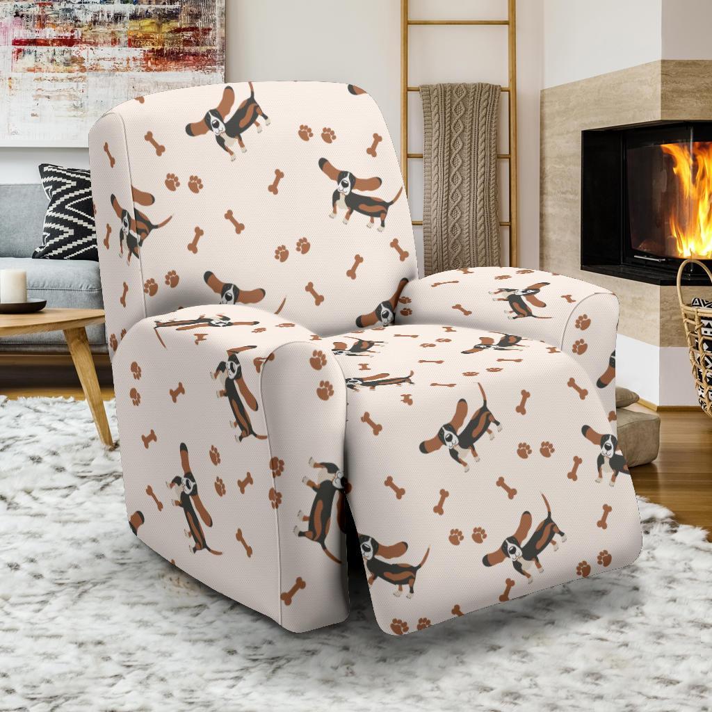 Dog Basset Hound Pattern Print Recliner Cover-grizzshop