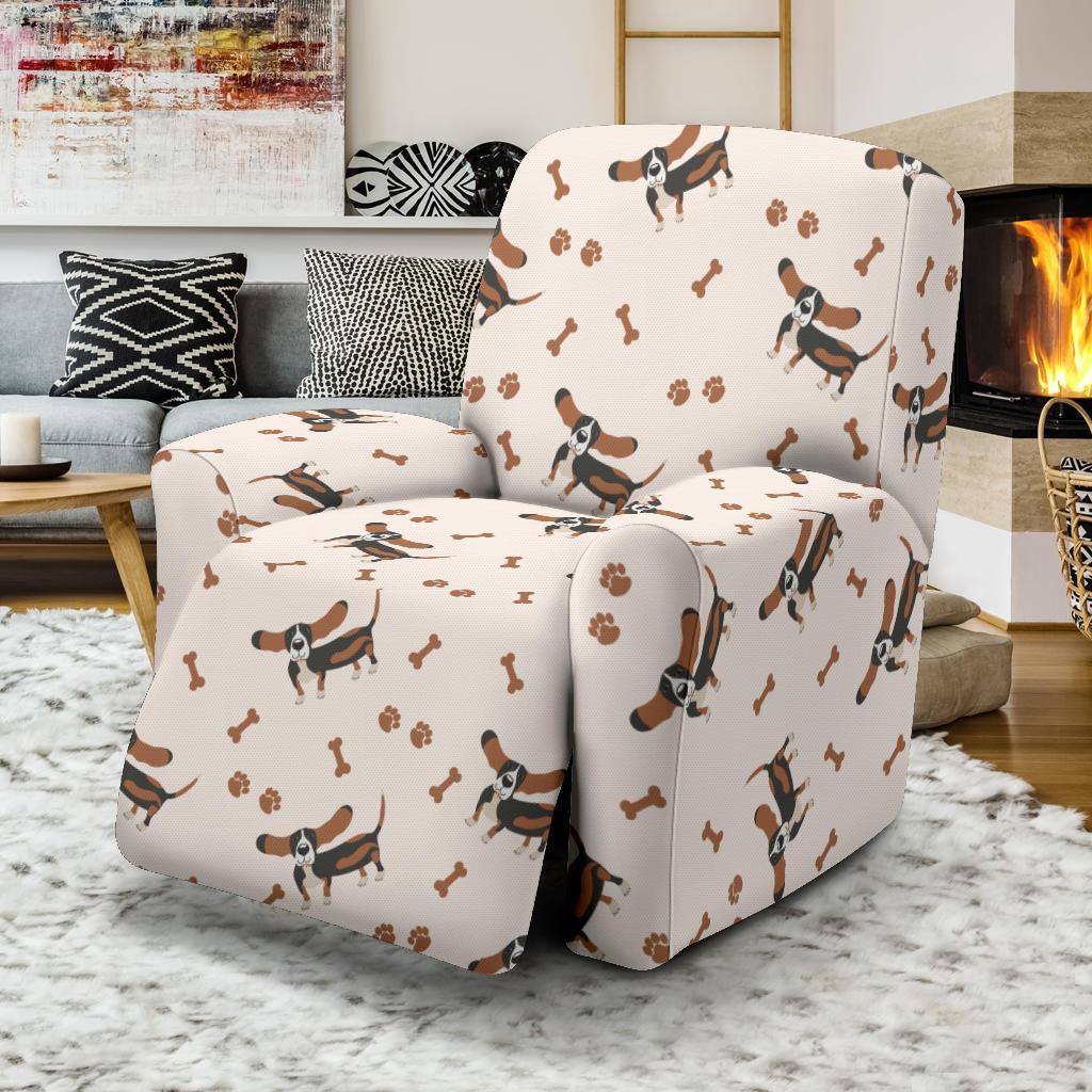 Dog Basset Hound Pattern Print Recliner Cover-grizzshop