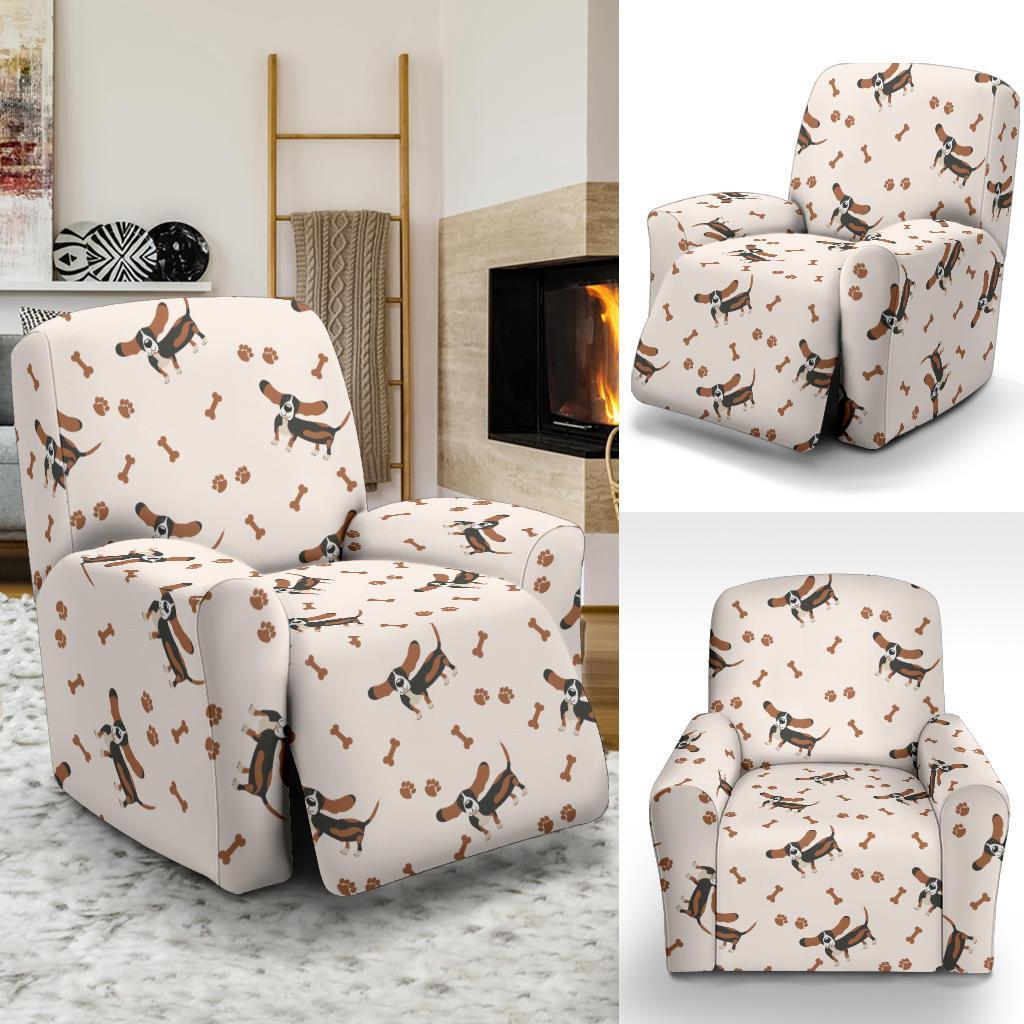 Dog Basset Hound Pattern Print Recliner Cover-grizzshop