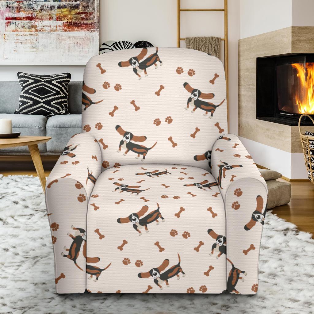 Dog Basset Hound Pattern Print Recliner Cover-grizzshop