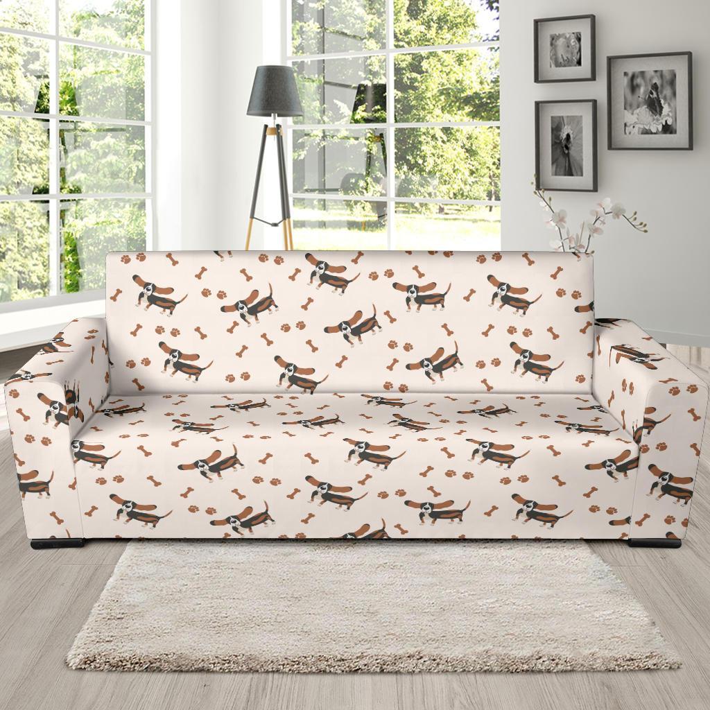 Dog Basset Hound Pattern Print Sofa Covers-grizzshop