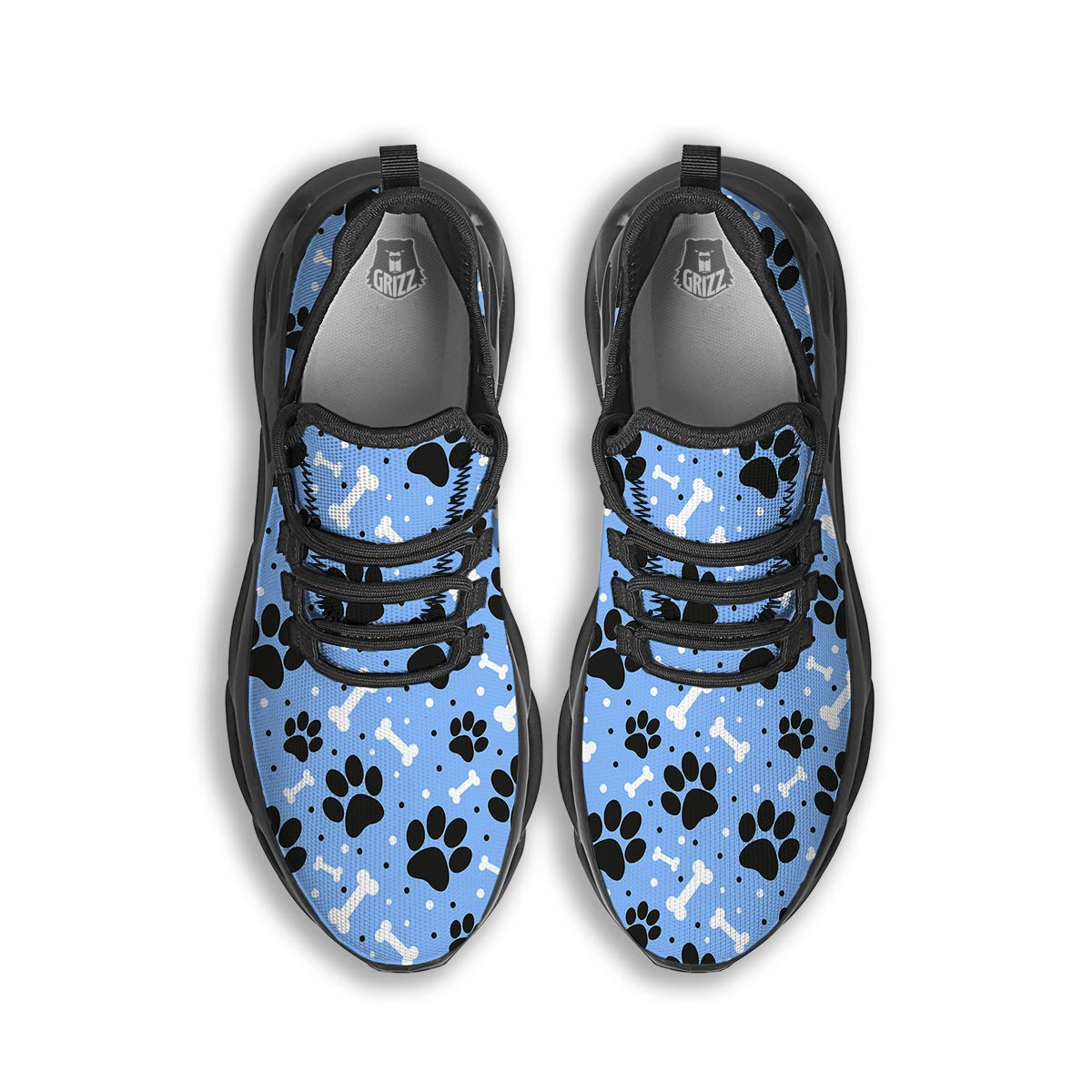 Dog Bone Paw Black Running Shoes-grizzshop