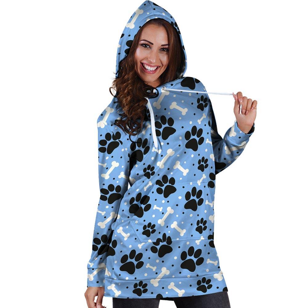 Dog Bone Paw Hoodie Dress-grizzshop