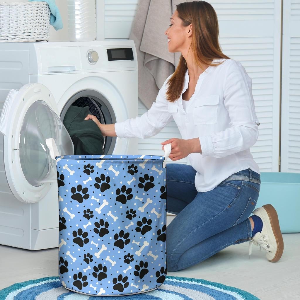 Dog Bone Paw Laundry Basket-grizzshop