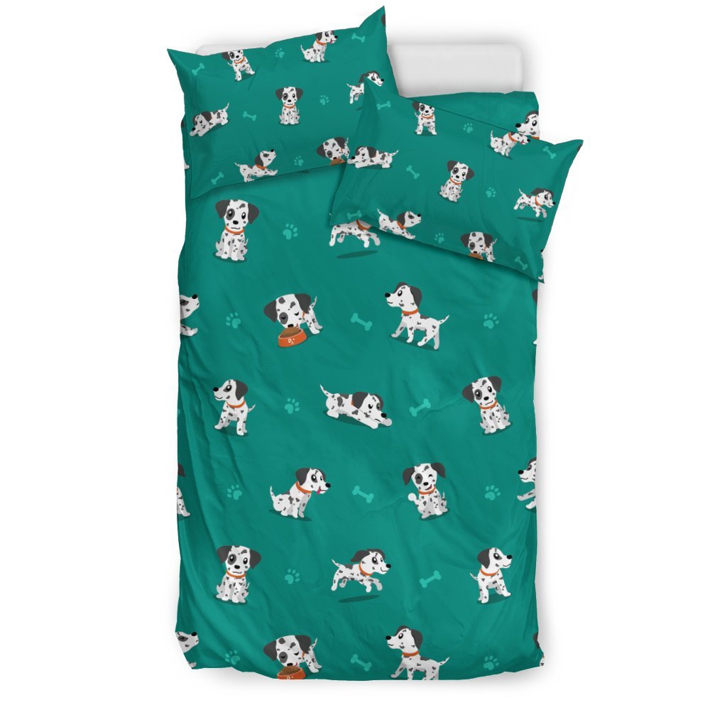 Dog Dalmatian Puppy Pattern Print Duvet Cover Bedding Set-grizzshop