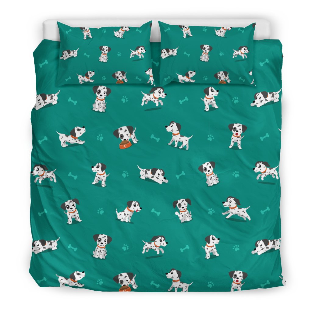 Dog Dalmatian Puppy Pattern Print Duvet Cover Bedding Set-grizzshop