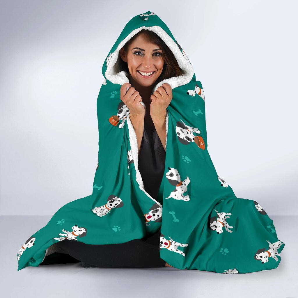 Dog Dalmatian Puppy Pattern Print Hooded Blanket-grizzshop