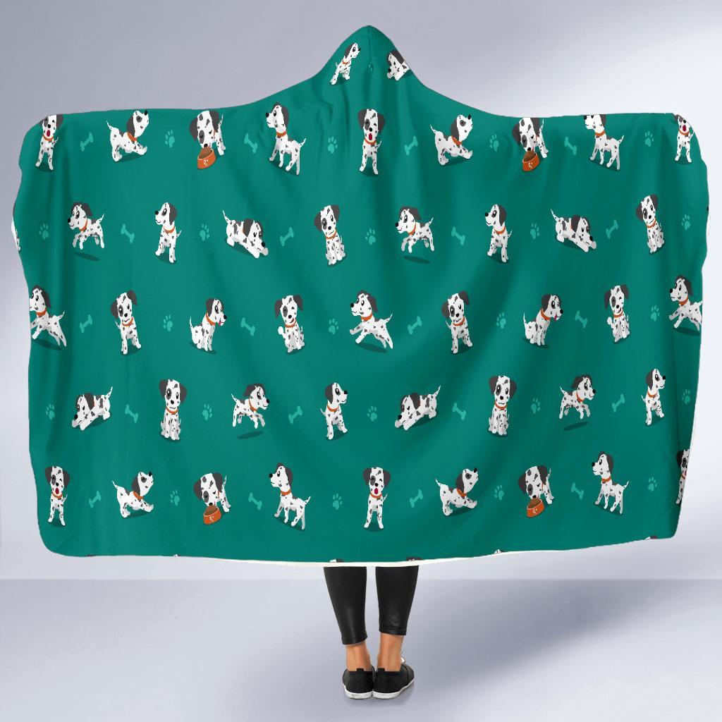 Dog Dalmatian Puppy Pattern Print Hooded Blanket-grizzshop