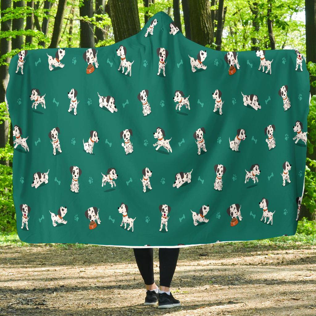 Dog Dalmatian Puppy Pattern Print Hooded Blanket-grizzshop