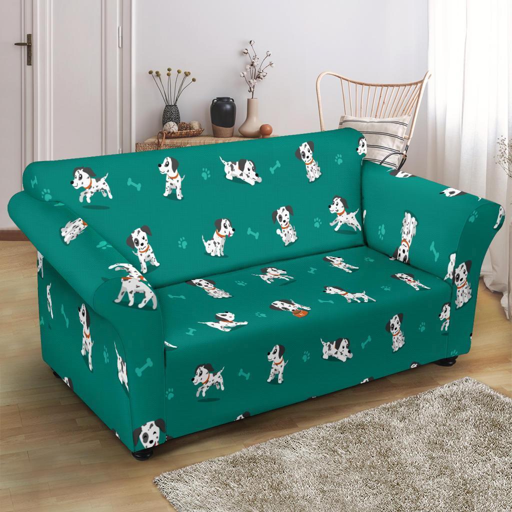 Dog Dalmatian Puppy Pattern Print Loveseat Cover-grizzshop