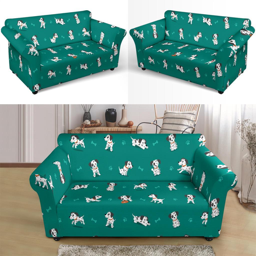 Dog Dalmatian Puppy Pattern Print Loveseat Cover-grizzshop