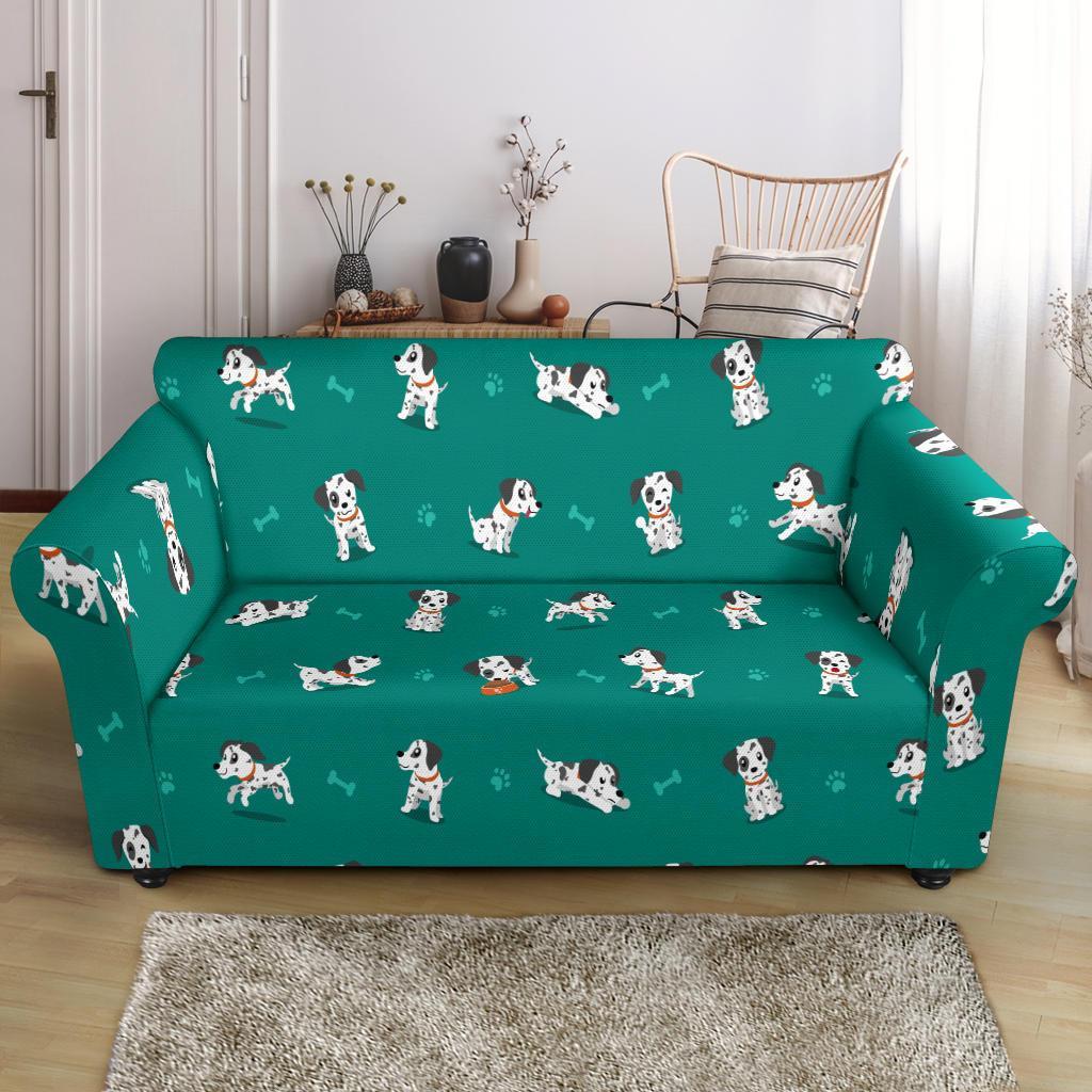 Dog Dalmatian Puppy Pattern Print Loveseat Cover-grizzshop