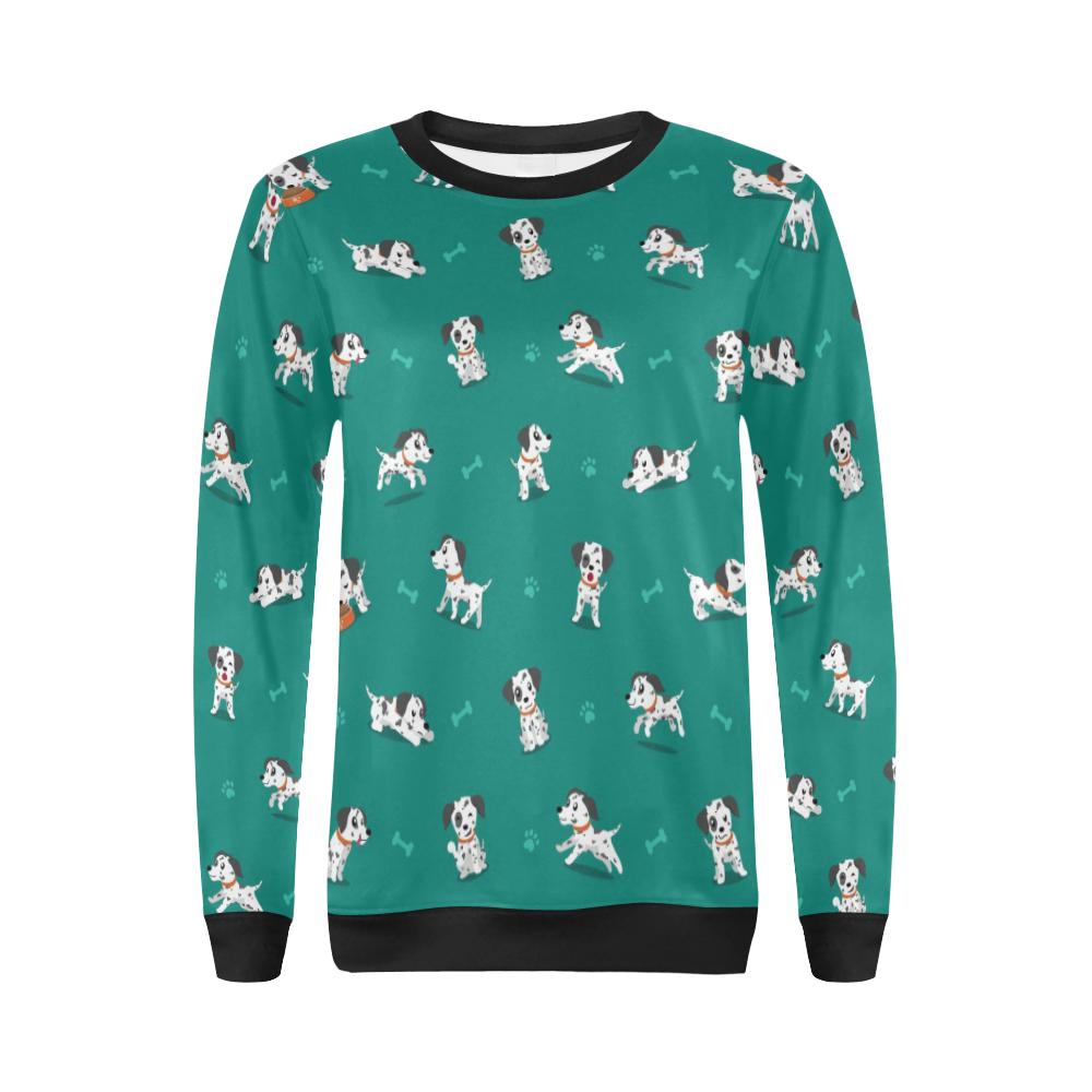 Dog Dalmatian Puppy Pattern Print Women Crewneck Sweatshirt-grizzshop