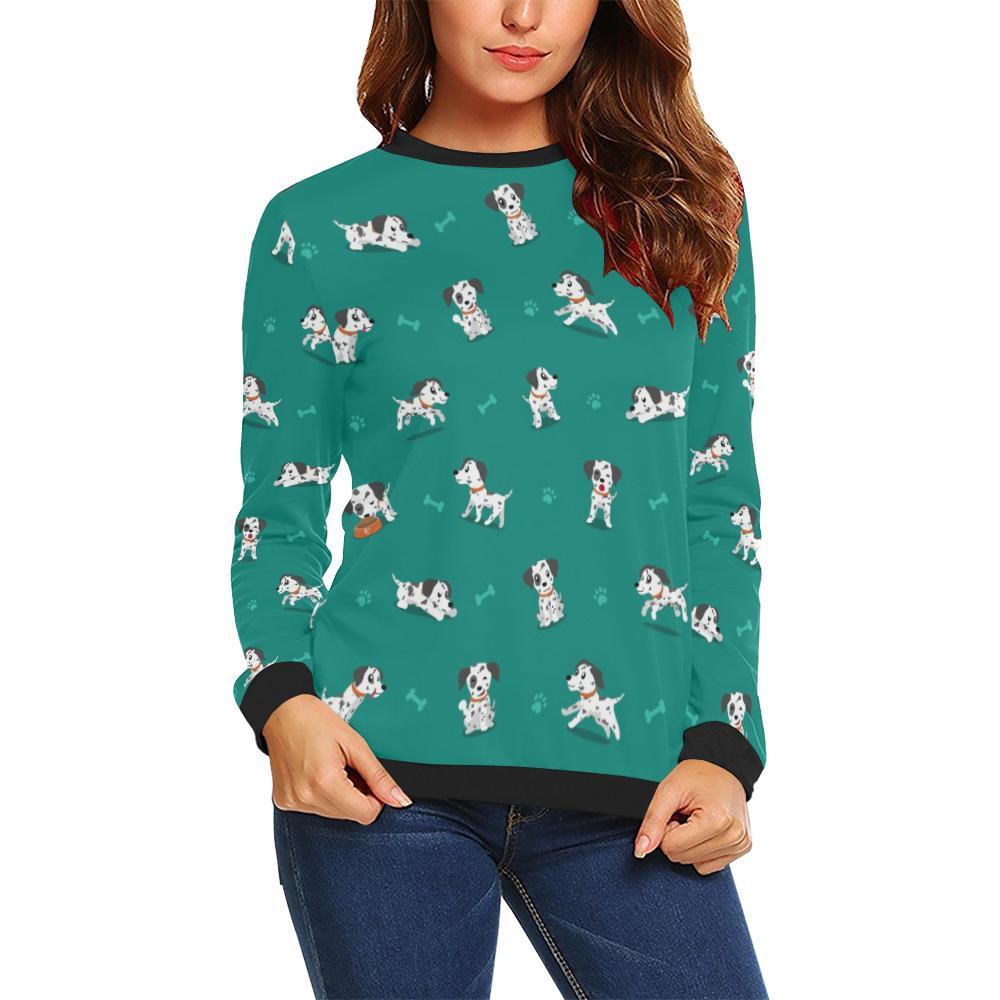 Dog Dalmatian Puppy Pattern Print Women Crewneck Sweatshirt-grizzshop