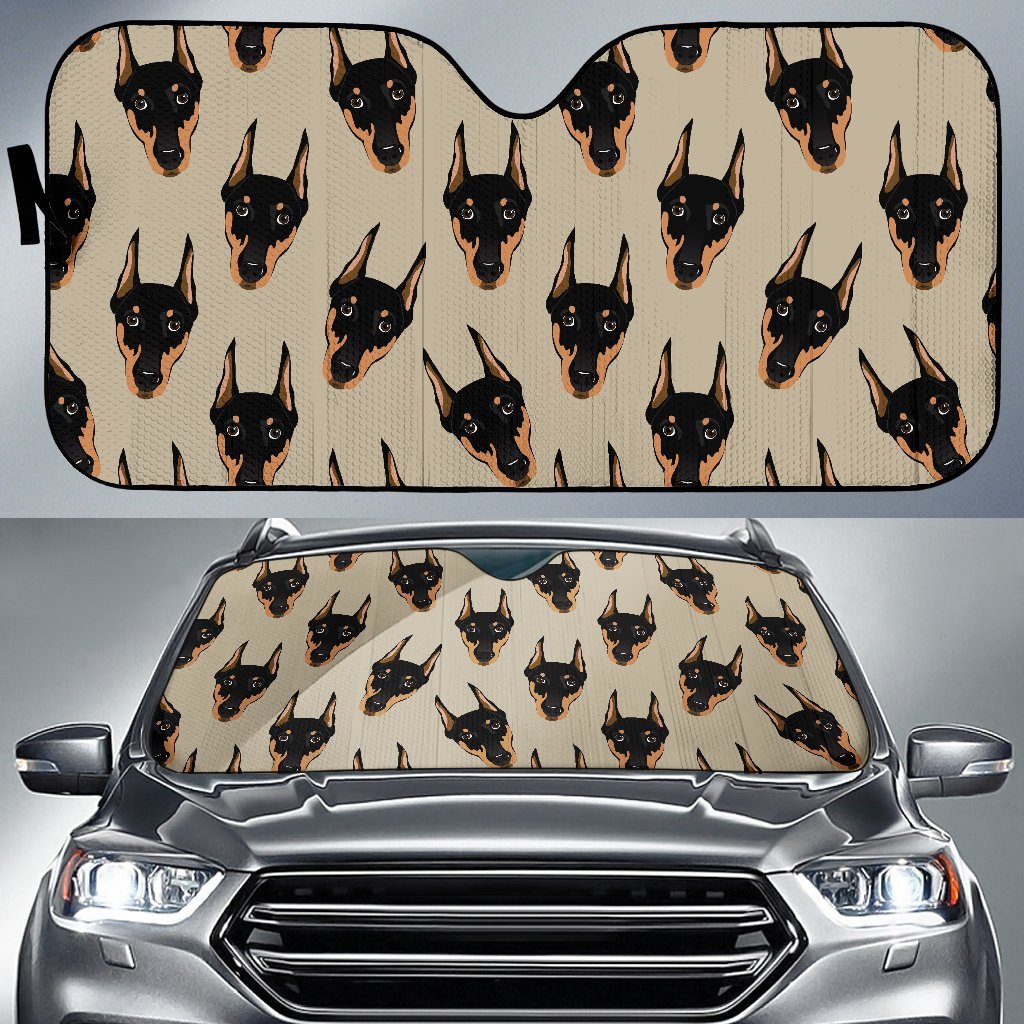 Dog Doberman Pattern Print Car Sun Shade-grizzshop