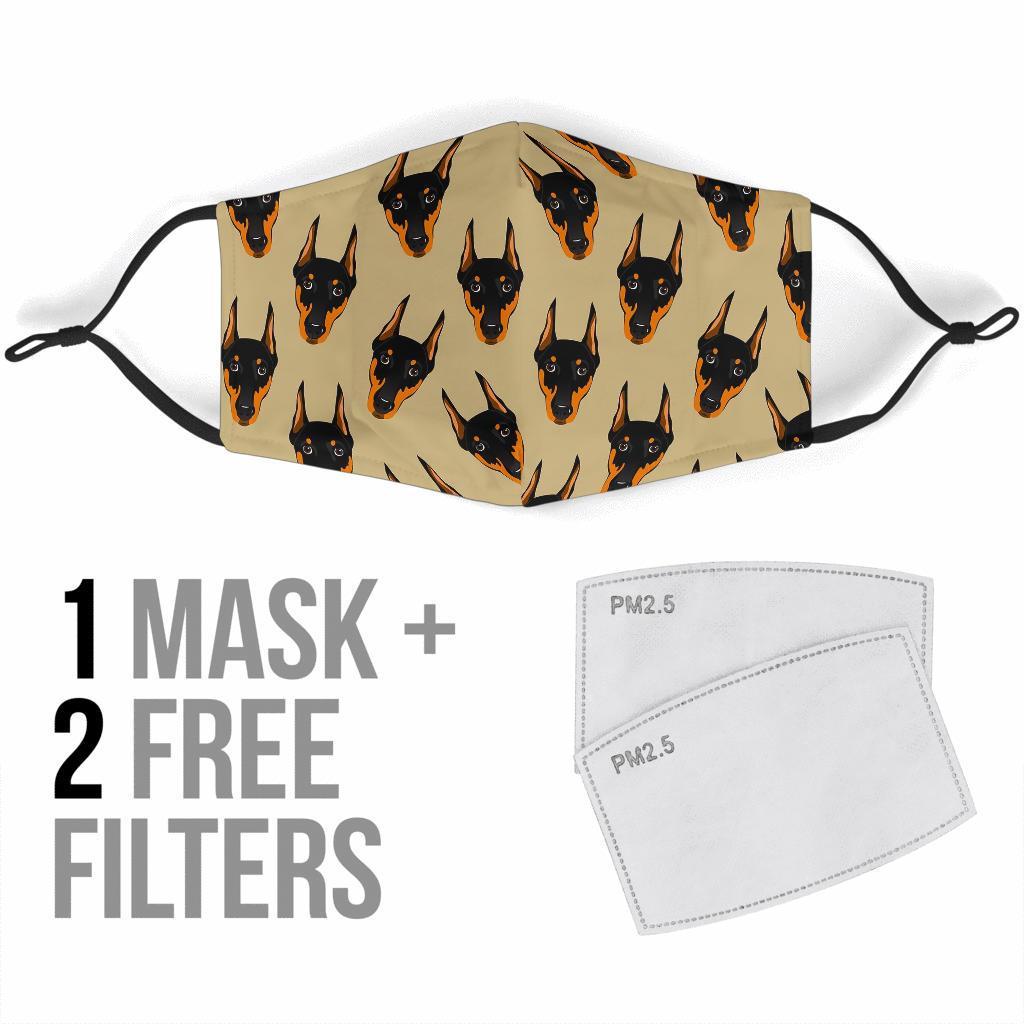 Dog Doberman Pattern Print Face Mask-grizzshop