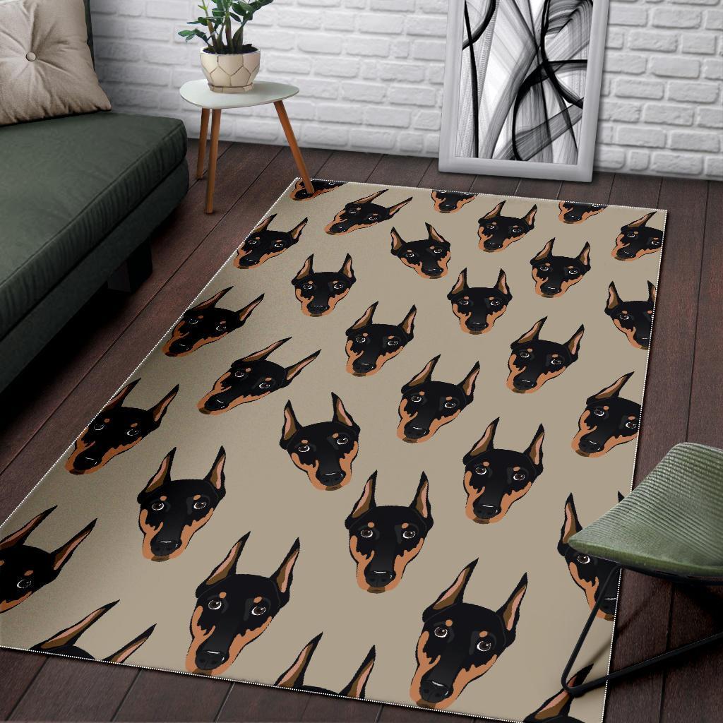 Dog Doberman Pattern Print Floor Mat-grizzshop