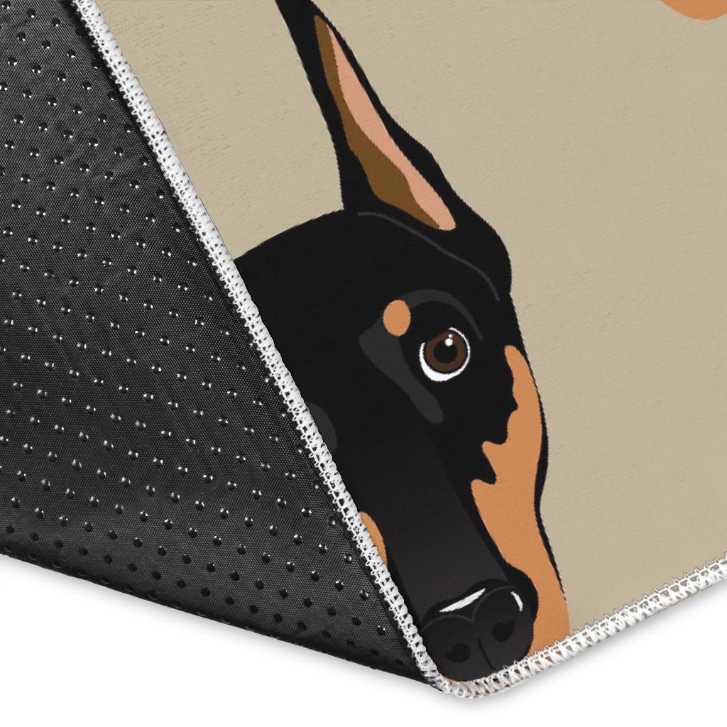 Dog Doberman Pattern Print Floor Mat-grizzshop