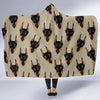 Dog Doberman Pattern Print Hooded Blanket-grizzshop