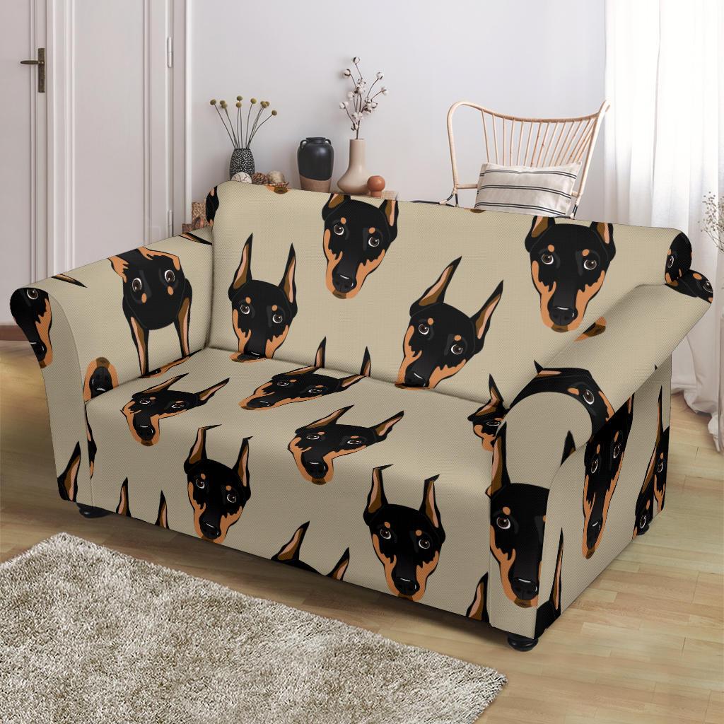 Dog Doberman Pattern Print Loveseat Cover-grizzshop