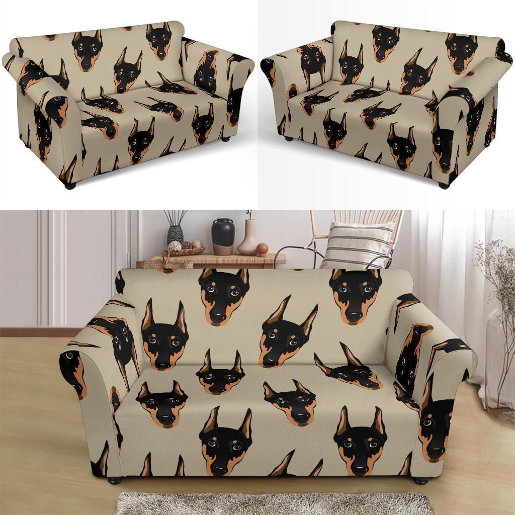 Dog Doberman Pattern Print Loveseat Cover-grizzshop