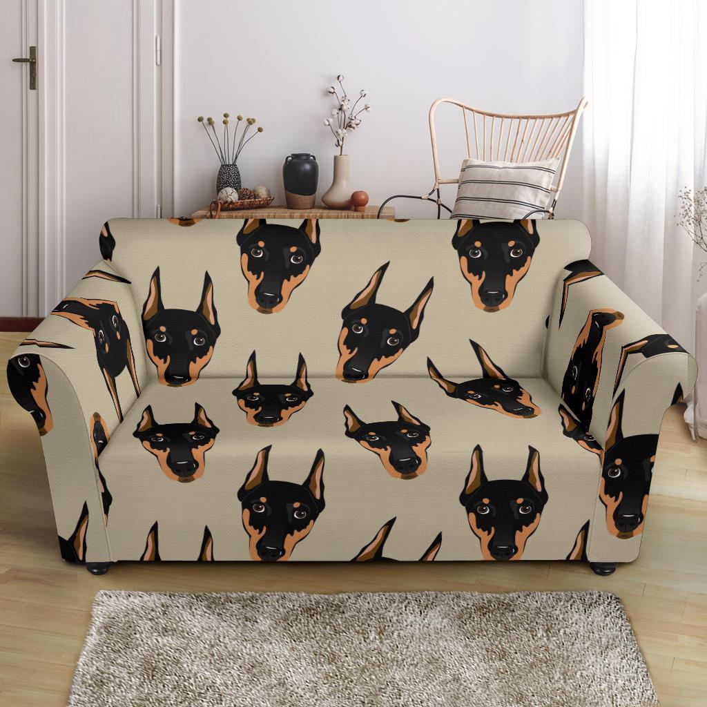 Dog Doberman Pattern Print Loveseat Cover-grizzshop