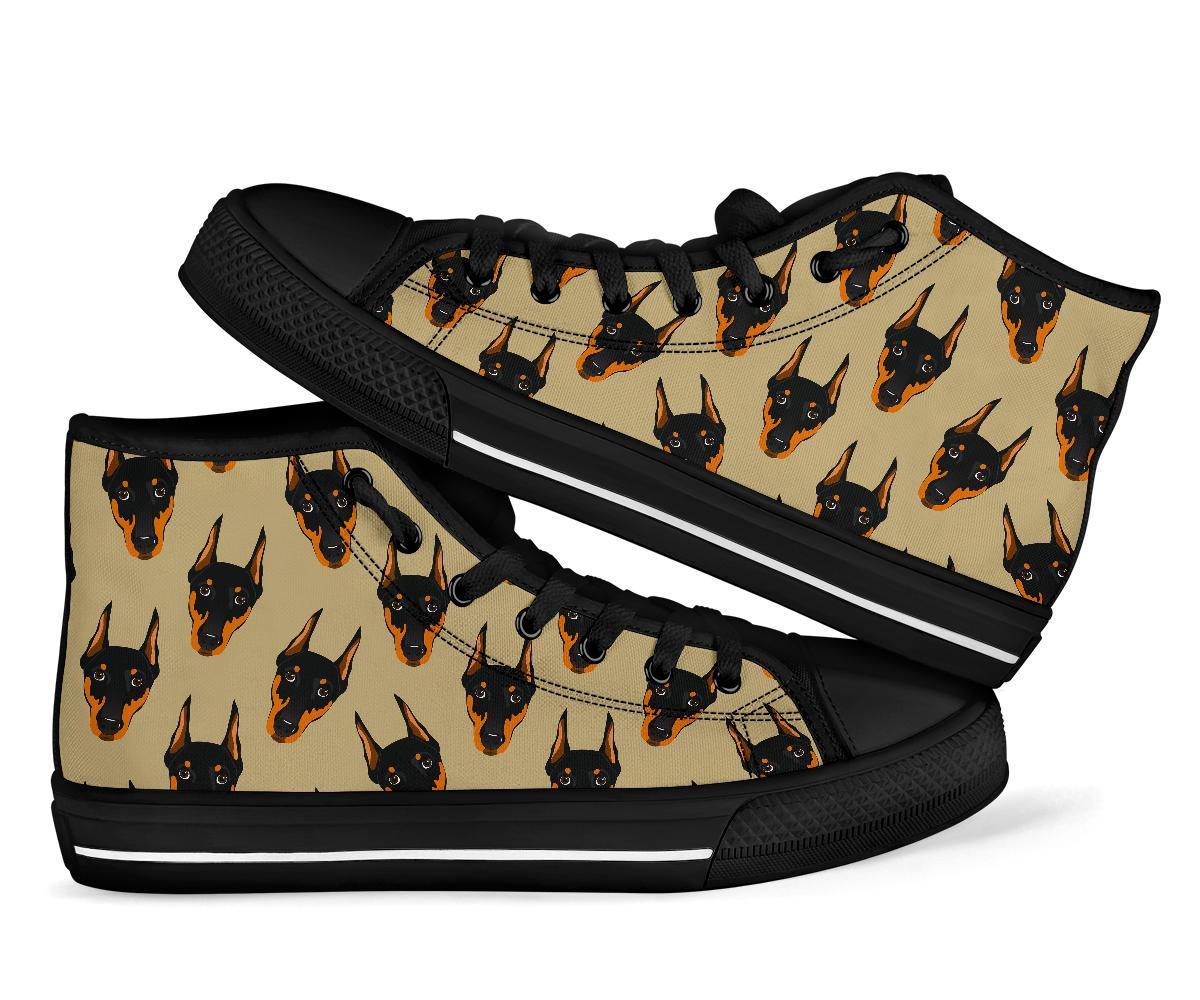 Dog Doberman Pattern Print Men Women's High Top Shoes-grizzshop