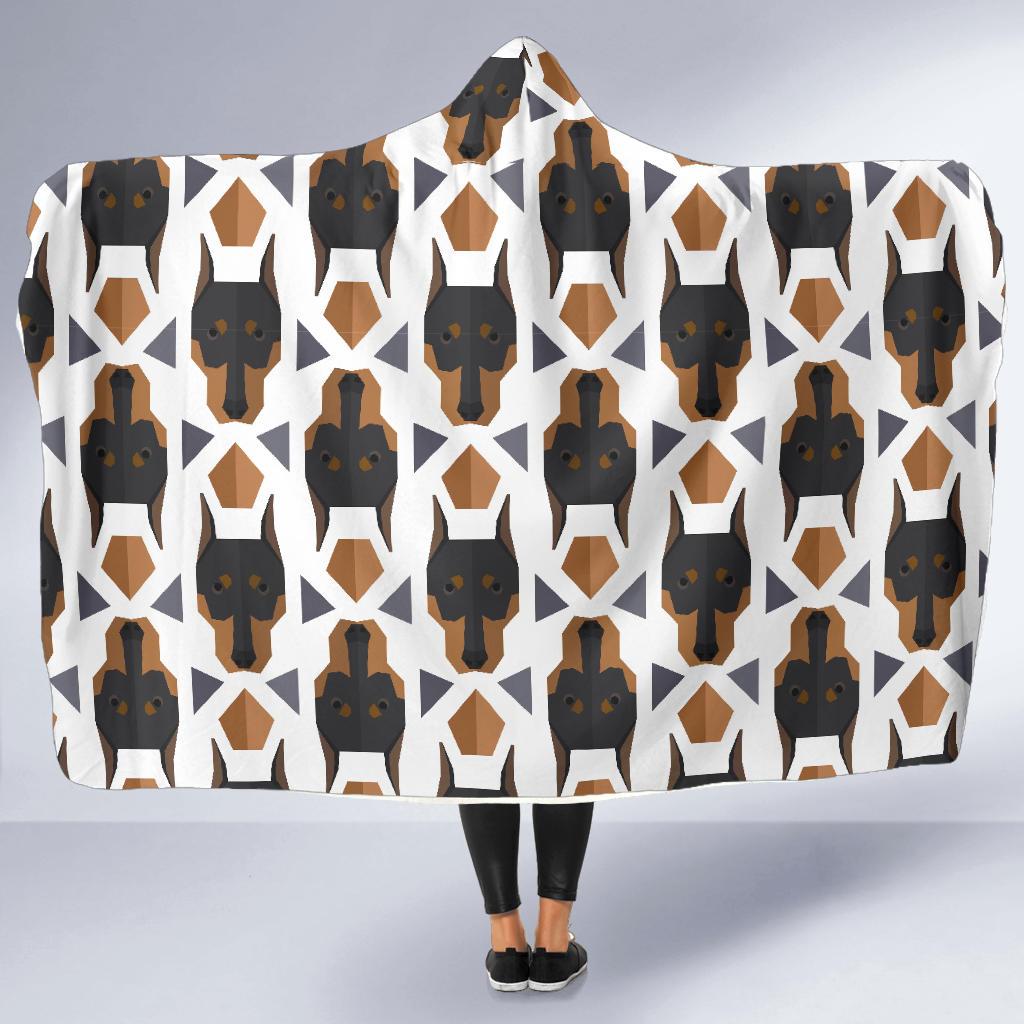 Dog Doberman Print Pattern Hooded Blanket-grizzshop