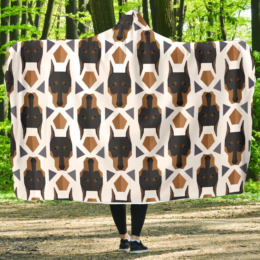 Dog Doberman Print Pattern Hooded Blanket-grizzshop