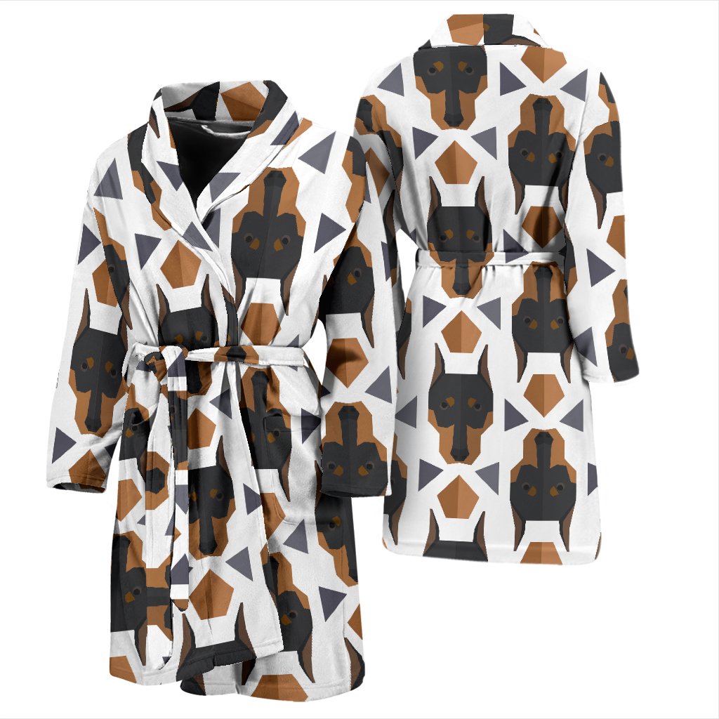 Dog Doberman Print Pattern Men Long Robe-grizzshop