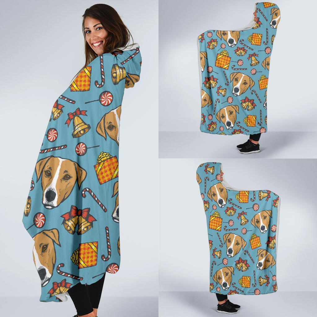 Dog Jack Russell Pattern Print Hooded Blanket-grizzshop