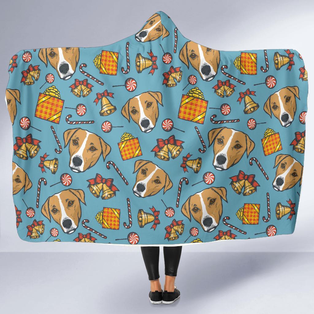 Dog Jack Russell Pattern Print Hooded Blanket-grizzshop