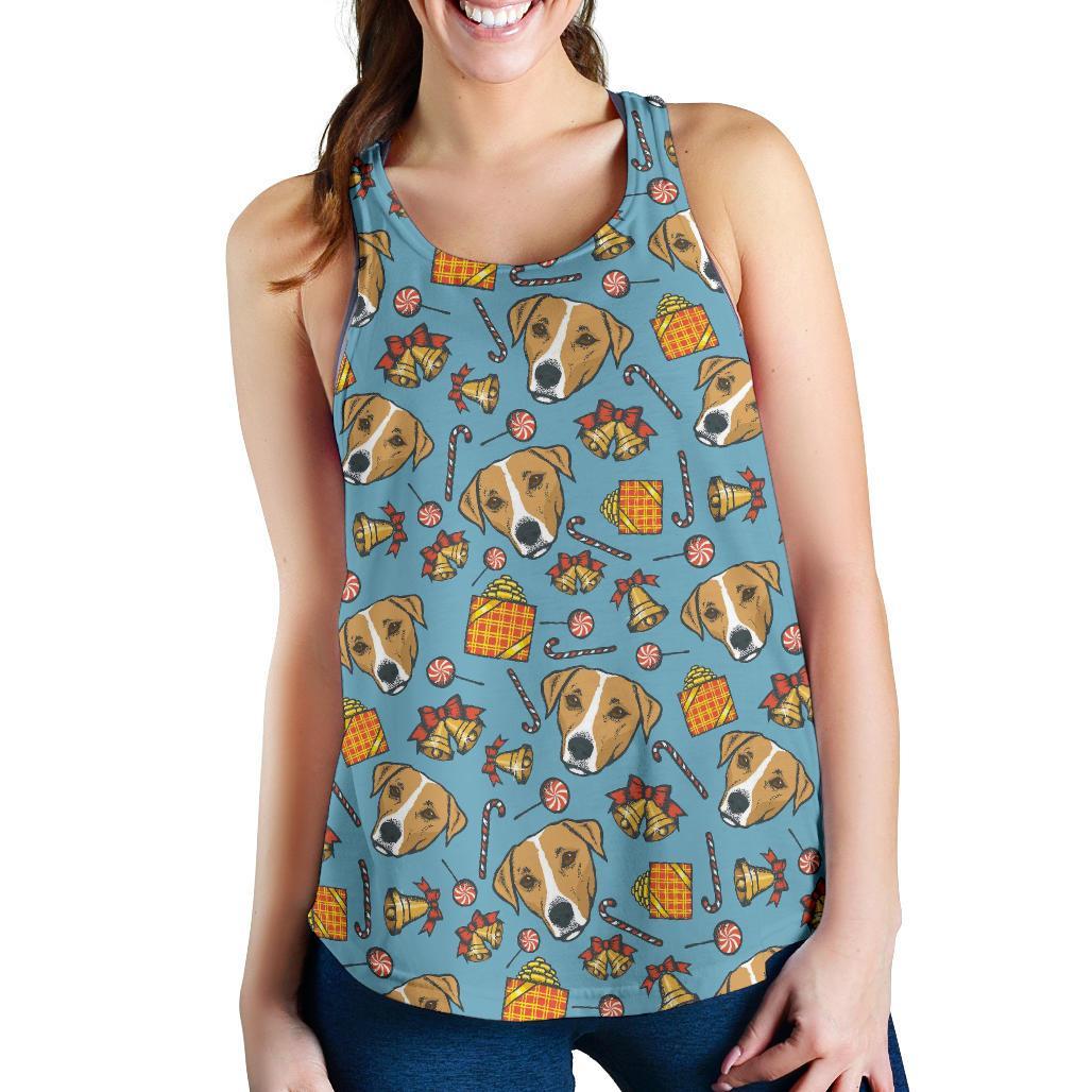 Dog Jack Russell Pattern Print Racerback Tank Tops-grizzshop