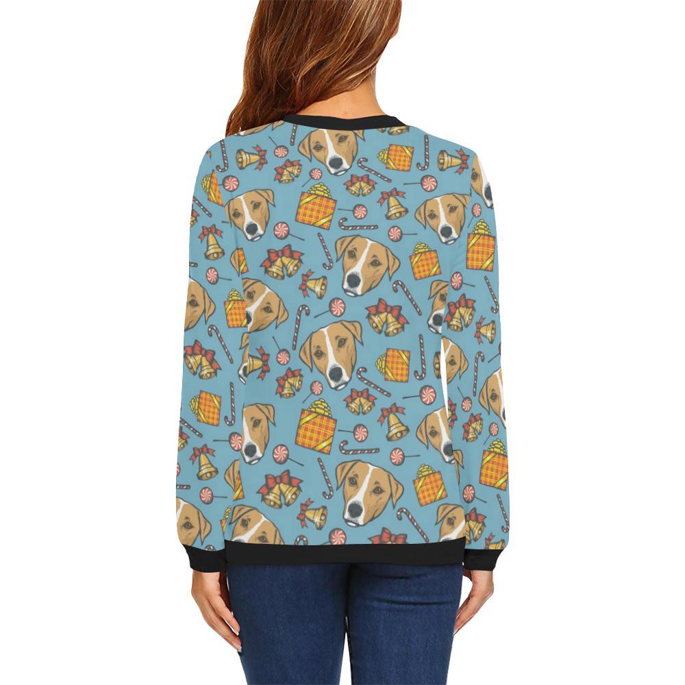 Dog Jack Russell Pattern Print Women Crewneck Sweatshirt-grizzshop