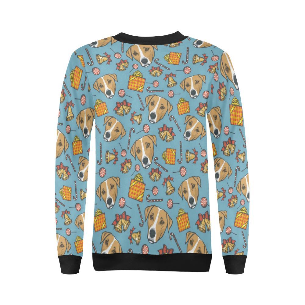 Dog Jack Russell Pattern Print Women Crewneck Sweatshirt-grizzshop