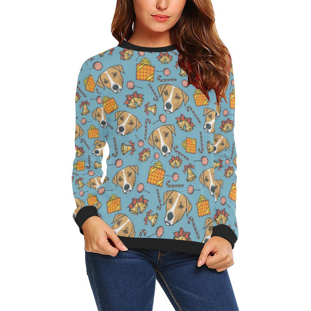 Dog Jack Russell Pattern Print Women Crewneck Sweatshirt-grizzshop