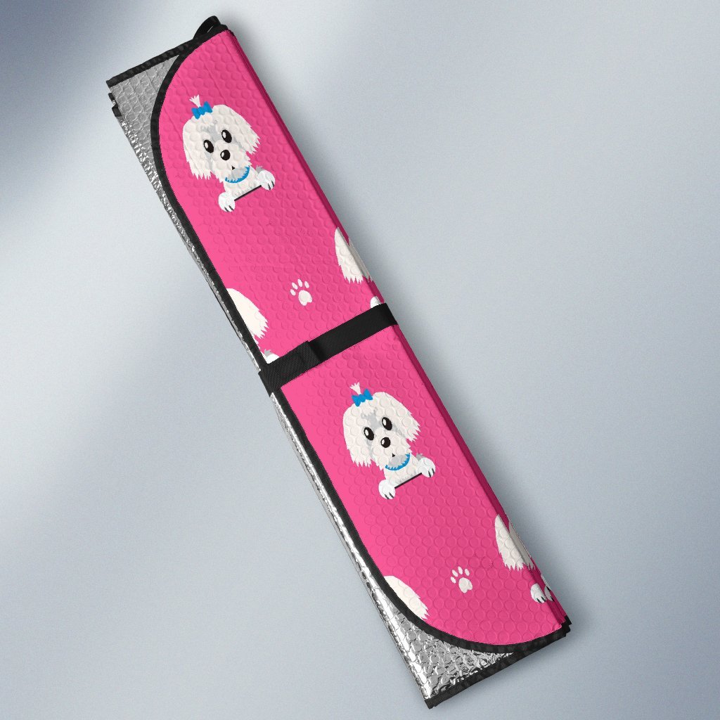 Dog Maltese Puppy Pattern Print Car Sun Shade-grizzshop