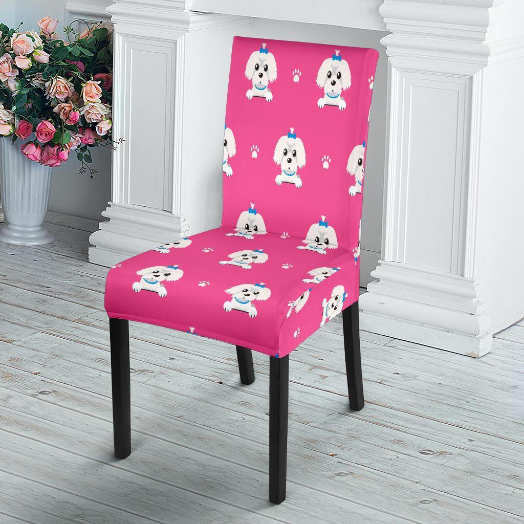 Dog Maltese Puppy Pattern Print Chair Cover-grizzshop